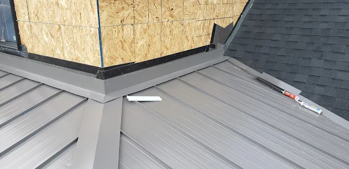 Metal roofing and flashing repair detail